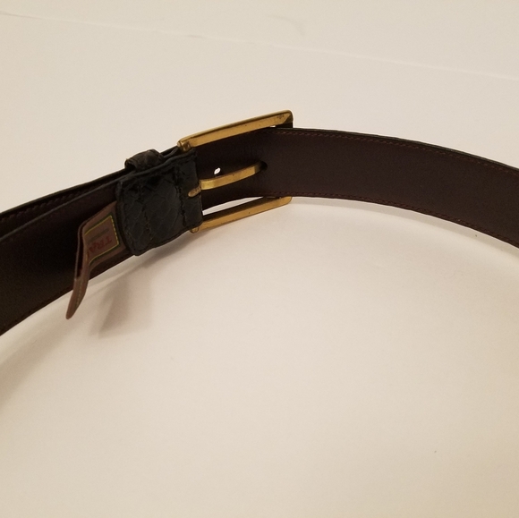 Trafalgar Men's Leather Snakeskin Belt Black  Size 36 Gold Tone Square Buckle - Picture 4 of 15